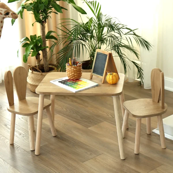 Cozy Collections montessori dining set children Play table Children s table with 2 Chairs nordic rabbit 2