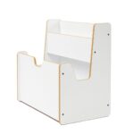 2-in-1 witte speelgoedkist en boekenrek | Montessori meubel met boeksteunen en grepen - productafbeelding | Cozy Collections