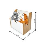 2-in-1 Montessori speelgoedkist en boekenrek van natuurhout en wit met draaggrepen - galeriefoto 4 | Cozy Collections