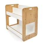 Dove boekenrek met 2 niveaus van natuurhout en wit met Montessori draaggrepen - galeriefoto 4 | Cozy Collections