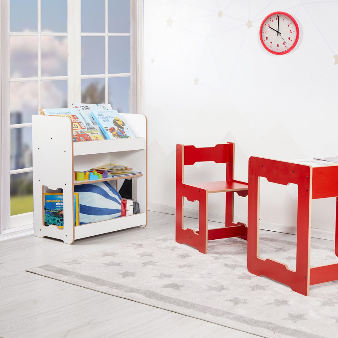 Seagull boekenrek met 3 niveaus in wit | Scandinavisch design voor 4-6 jaar - productafbeelding Seagull boekenrek met 3 niveaus in wit | Scandinavisch design voor 4-6 jaar - productafbeelding | Cozy Collections