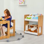 Seagull boekenrek met 3 niveaus medium van natuurhout en wit | 4-6 jaar - productafbeelding | Cozy Collections