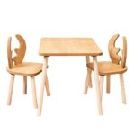 Tafelset met 2 stoeltjes hert van natuurhout | Design Hert - productafbeelding | Cozy Collections