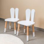 Tafelset met 2 stoeltjes wit konijn van natuurhout | Montessori - galeriefoto 5 | Cozy Collections