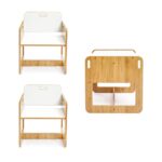 Kindertafel met 2 stoeltjes van natuurhout en wit | Montessori Dove set 2-4 jaar - galeriefoto 2 | Cozy Collections