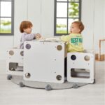 Multifunctionele kindertafel met 2 stoeltjes van wit en natuurhout | Goldfinch serie 0-6 jaar - productafbeelding | Cozy Collections