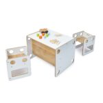 Multifunctionele kindertafel met 2 stoeltjes van wit en natuurhout | Goldfinch serie 0-6 jaar - galeriefoto 2 | Cozy Collections