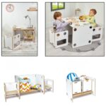 Multifunctionele kindertafel met 2 stoeltjes van wit en natuurhout | Goldfinch serie 0-6 jaar - galeriefoto 3 | Cozy Collections