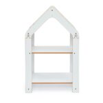 Witte huisjeskast met 2 niveaus | Montessori boekenrek met geel-wit chevrondak - galeriefoto 2 | Cozy Collections