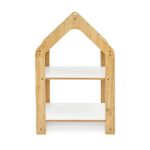 Huisjeskast met 2 niveaus van natuurhout | Montessori kinderboekenrek met stoffen dak - galeriefoto 2 | Cozy Collections