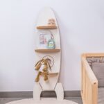 Wandrek raket van wit en natuurhout | 3 opbergvakken - galeriefoto 3 | Cozy Collections