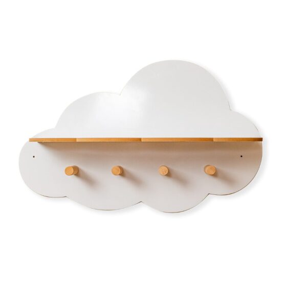 Wolkenwandrek met 4 houten haakjes en 2 planken - productafbeelding | Cozy Collections