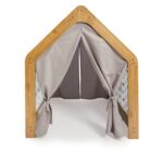Houten kinderspeelhuis met blauw-grijze stoffen tent | Montessori sterrenhut - galeriefoto 1 | Cozy Collections