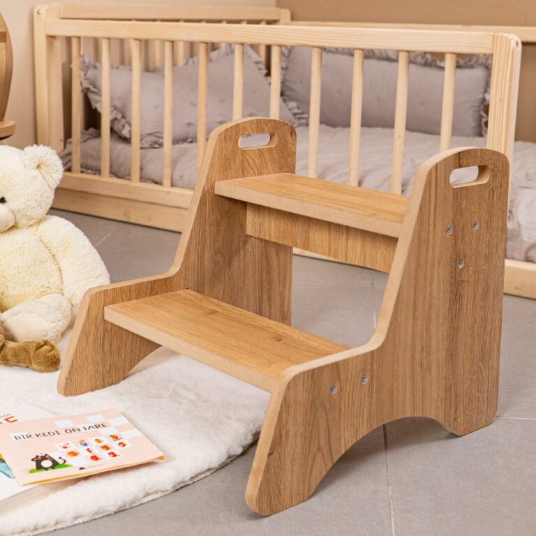 Marchepied Montessori 2 Marches en Bois Naturel | Autonomie Enfant | Cozy Collections