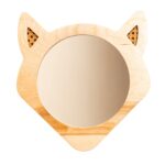 Decoratieve wandspiegel vos van natuurhout met rotan detail - productafbeelding | Cozy Collections