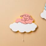 LED-wandlamp set olifant & lammetje op wolken van handgeschilderd hout - galeriefoto 5 | Cozy Collections