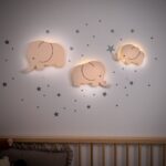 LED-wandlamp set olifantenfamilie van handgeschilderd hout | Papa, mama & baby - galeriefoto 4 | Cozy Collections