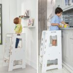 Montessori leertoren van massief wit hout | Verstelbaar opstapje voor 2-6 jaar - galeriefoto 1 | Cozy Collections