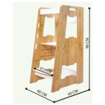 Montessori leertoren van natuurhout met witte platforms | Verstelbaar voor 2-6 jaar - galeriefoto 4 | Cozy Collections