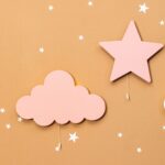 LED-wandlamp ster roze van natuurhout | Decoratieve kinderlamp - Set: ster + Roze wolk - productafbeelding | Cozy Collections