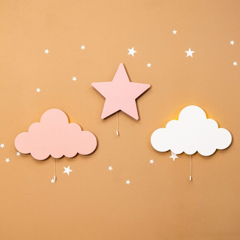 Veilleuse Étoile LED Murale Rose en Bois Naturel – Lampe Décorative Enfant | Cozy Collections