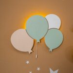 LED-wandlamp set met 3 luchtballonnen van handgeschilderd hout op batterij - Groene ballonnen - productafbeelding | Cozy Collections