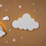 LED-wandlamp regenboog van handgeschilderd hout met wolken in 4 pastelkleuren - Witte wolk - productafbeelding | Cozy Collections