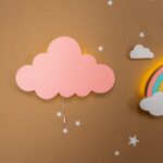 LED-wandlamp regenboog van handgeschilderd hout met wolken in 4 pastelkleuren - Roze wolk - productafbeelding | Cozy Collections
