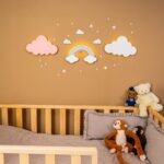 LED-wandlamp regenboog van handgeschilderd hout met wolken in 4 pastelkleuren - galeriefoto 4 | Cozy Collections
