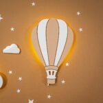 LED-wandlamp olifant op handgeschilderde houten maan - ballon - productafbeelding | Cozy Collections