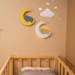 LED-wandlamp olifant op handgeschilderde houten maan - Set met 2 delen: Olifant + wolk - productafbeelding | Cozy Collections