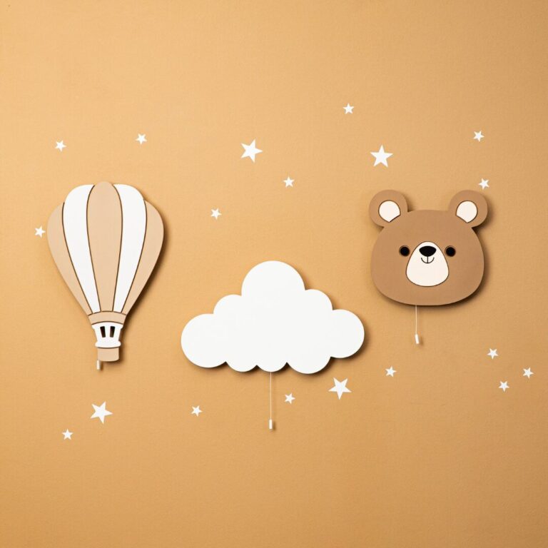Veilleuse Murale LED Ours en Bois Peint à la Main | Design Kawaii | Cozy Collections