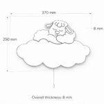 LED-wandlamp set olifant & lammetje op wolken van handgeschilderd hout - Afbeelding 6