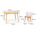 Tafelset met 2 stoeltjes en hazenoren van natuurhout | Design Bunny - Afbeelding 6