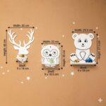 Kinderwandrek met 3 bosdieren van natuurhout | Beer, uil en hert - Afbeelding 6