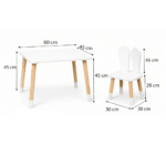Tafelset met 2 stoeltjes wit konijn van natuurhout | Montessori - Afbeelding 6