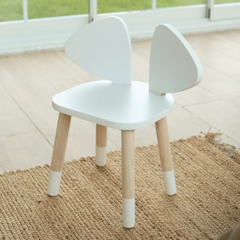 Ensemble Table et 2 Chaises Enfant Blanc et Bois | Design Puppy Oreilles Chien | Cozy Collections