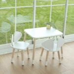 Ensemble Table et 2 Chaises Enfant Blanc et Bois | Design Puppy Oreilles Chien | Cozy Collections
