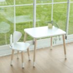 Ensemble Table et 2 Chaises Enfant Blanc et Bois | Design Puppy Oreilles Chien | Cozy Collections