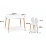 Ensemble Table et 2 Chaises Enfant Blanc et Bois | Design Puppy Oreilles Chien | Cozy Collections