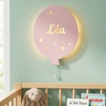 Veilleuse Ballon Personnalisée avec Prénom | Veilleuse Murale LED en Bois pour Chambre Bébé et Enfant | Cozy Collections