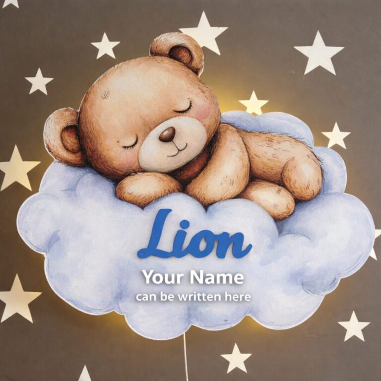 Veilleuse Murale Personnalisée Ours sur Nuage | Prénom Bébé | Cozy Collections