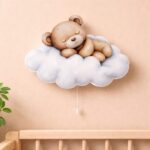 Veilleuse Murale Personnalisée Ours sur Nuage | Prénom Bébé | Cozy Collections