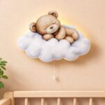Veilleuse Murale Personnalisée Ours sur Nuage | Prénom Bébé | Cozy Collections