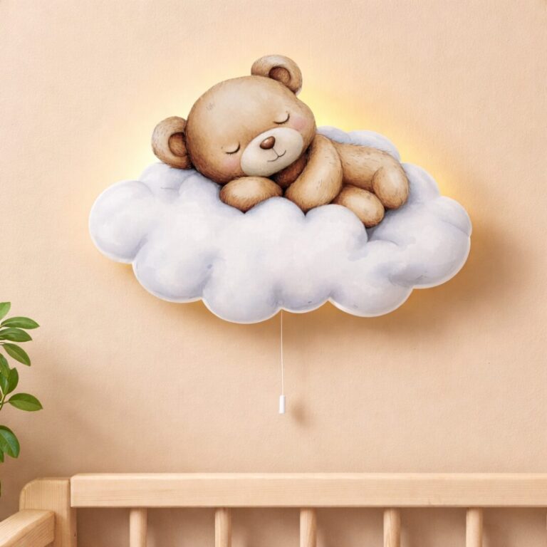 Veilleuse Murale Personnalisée Ours sur Nuage | Prénom Bébé | Cozy Collections