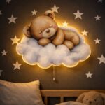 Veilleuse Murale Personnalisée Ours sur Nuage | Prénom Bébé | Cozy Collections