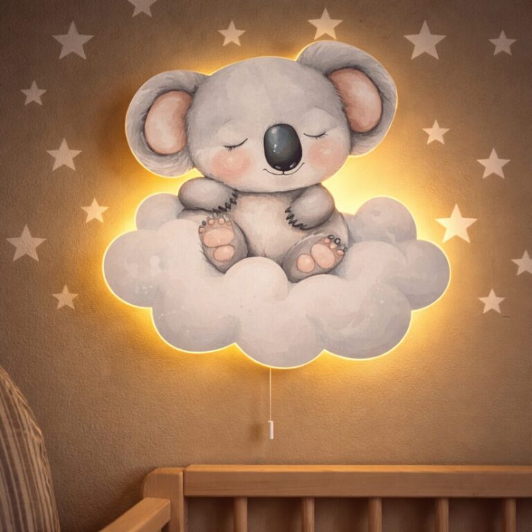 Veilleuse Murale Koala Endormi sur Nuage | Lampe LED Chambre Bébé | Cozy Collections