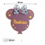 Veilleuse Murale Personnalisée avec Prénom LED en Bois | Lampe Chambre Bébé et Enfant avec Nœud | Cozy Collections