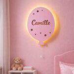 Veilleuse Ballon Personnalisée avec Prénom | Veilleuse Murale LED en Bois pour Chambre Bébé et Enfant | Cozy Collections
