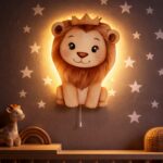 Veilleuse Murale Enfant Lion Couronne LED — Veilleuse Murale Bébé | Lampe Décorative Chambre Bébé & Enfant à Piles | Cozy Collections